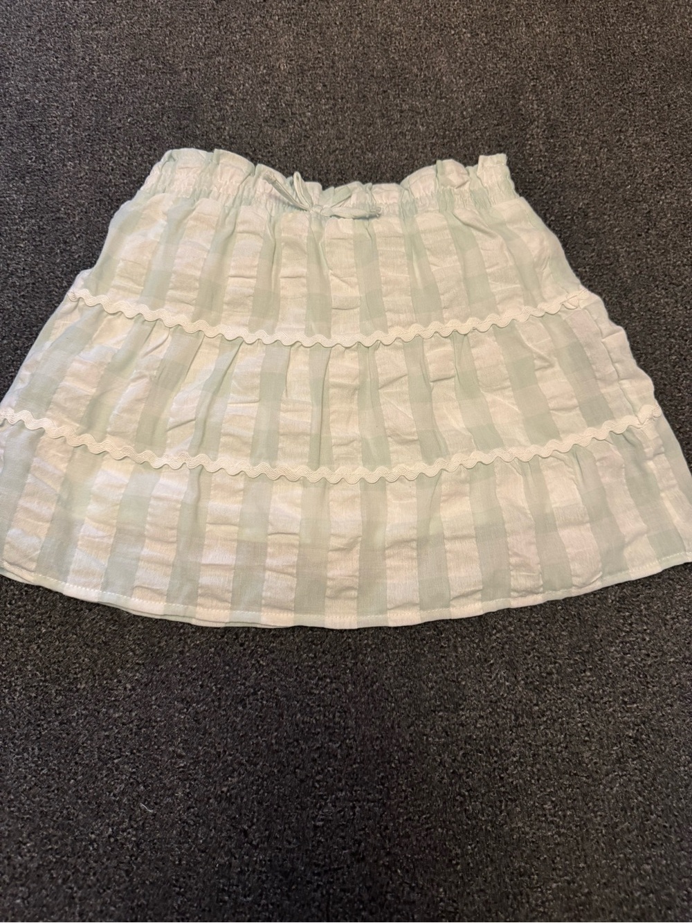 Btween Girls Light Mint Green Gingham Ric Rac Top & Skort Set - Size 7 - Picture 7 of 11